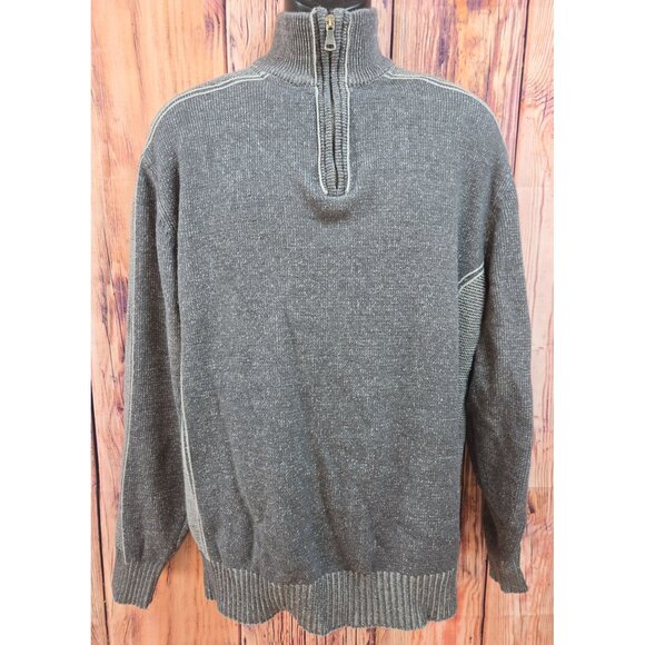 BKE Mens Vintage Fit Gray Quarter-Zip Sweater Large - Picture 1 of 6